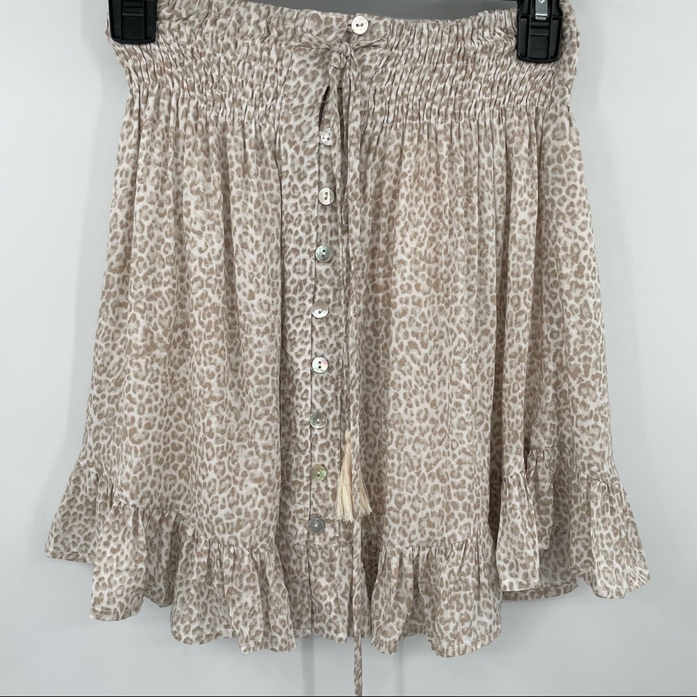Olivaceous Animal Print Ruffled Skirt - Picture 1 of 10